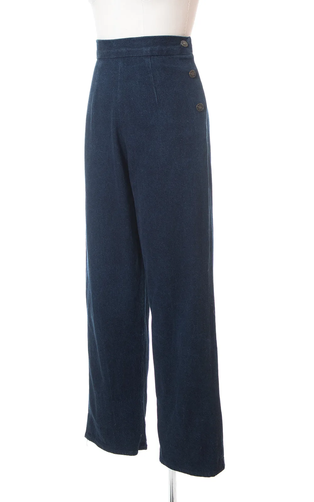 1950s Style High Waisted Denim Jeans | small
