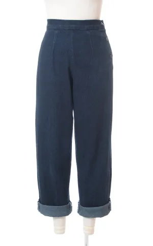 1950s Style High Waisted Denim Jeans | small