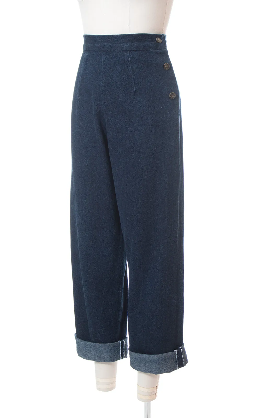 1950s Style High Waisted Denim Jeans | small