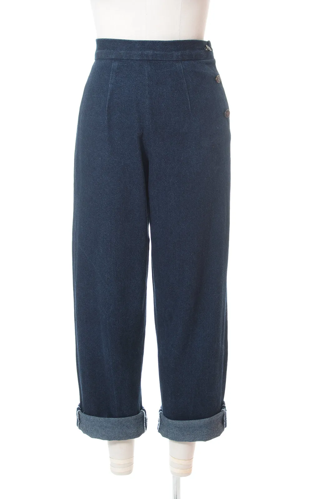 1950s Style High Waisted Denim Jeans | small