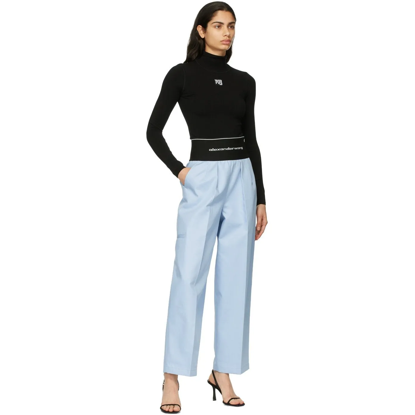 Alexander Wang Blue Logo Elastic Carrot Lounge Pants