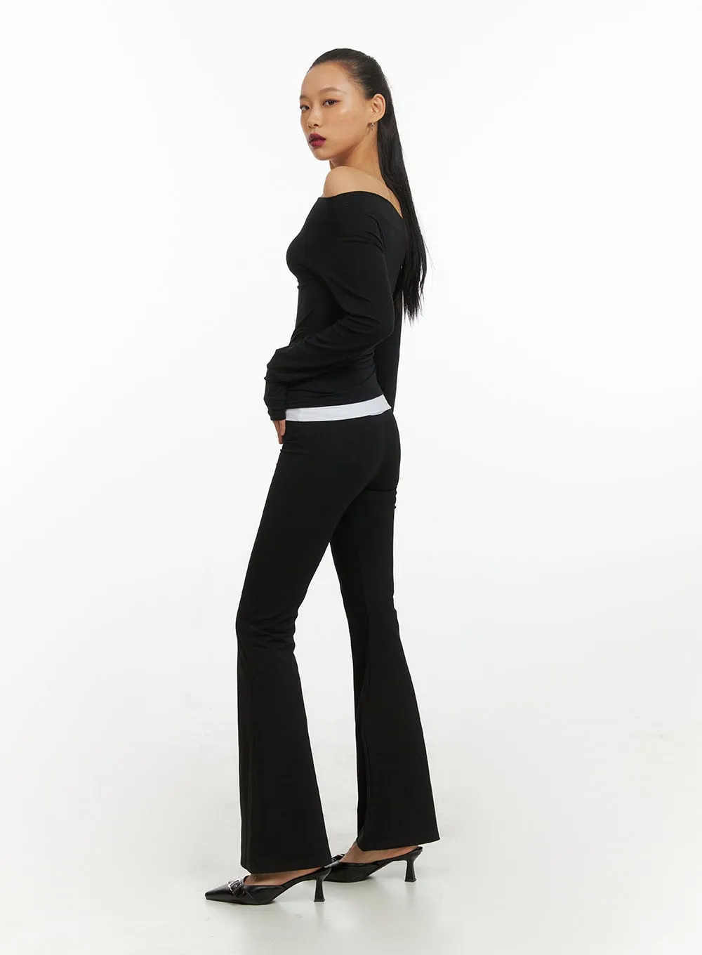 Basic Solid Bootcut Leggings IY422