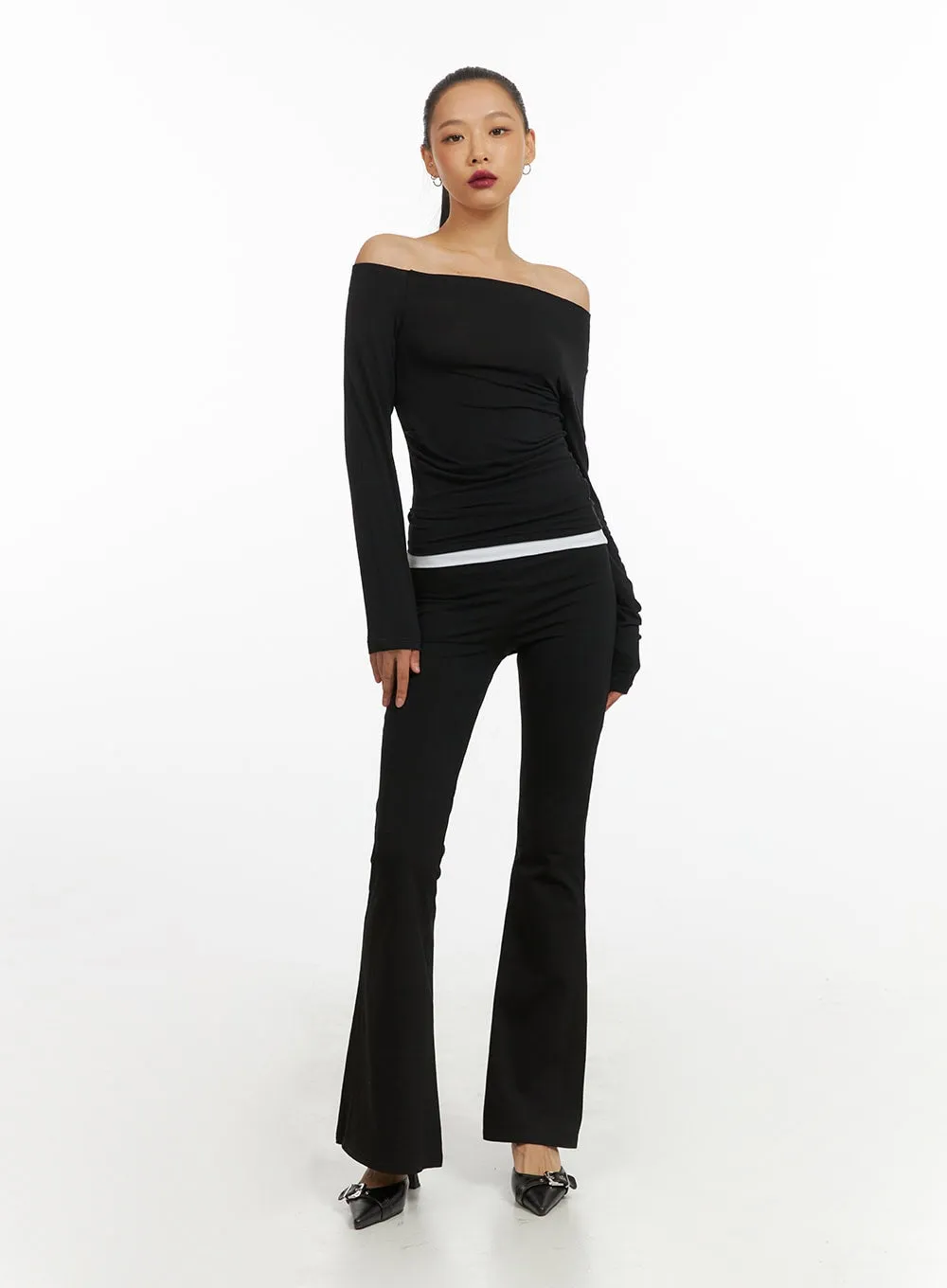 Basic Solid Bootcut Leggings IY422