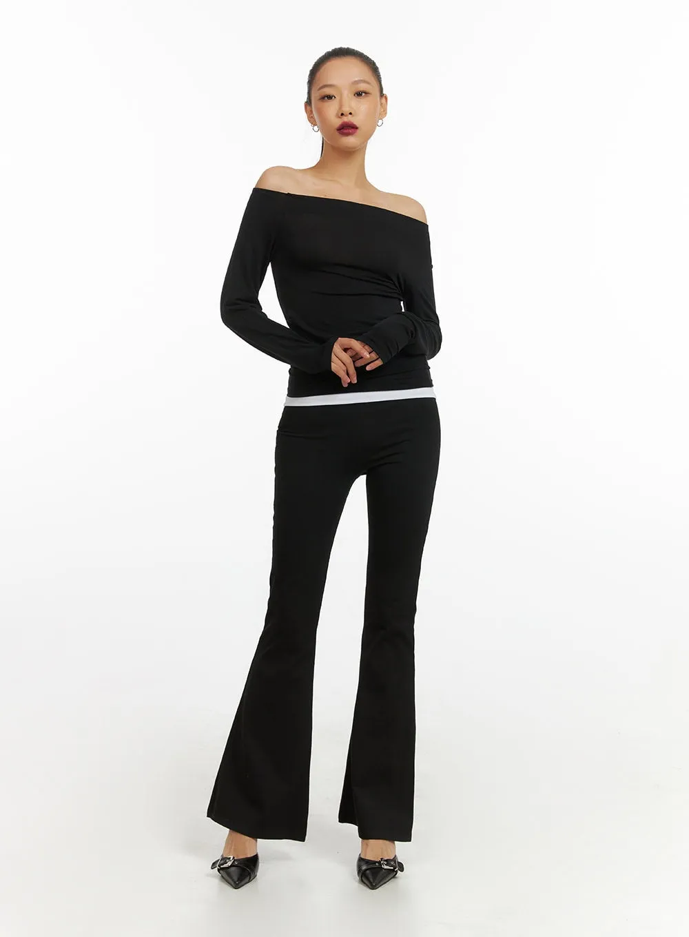 Basic Solid Bootcut Leggings IY422