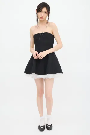 Black & White Wool Lace Bow Dress