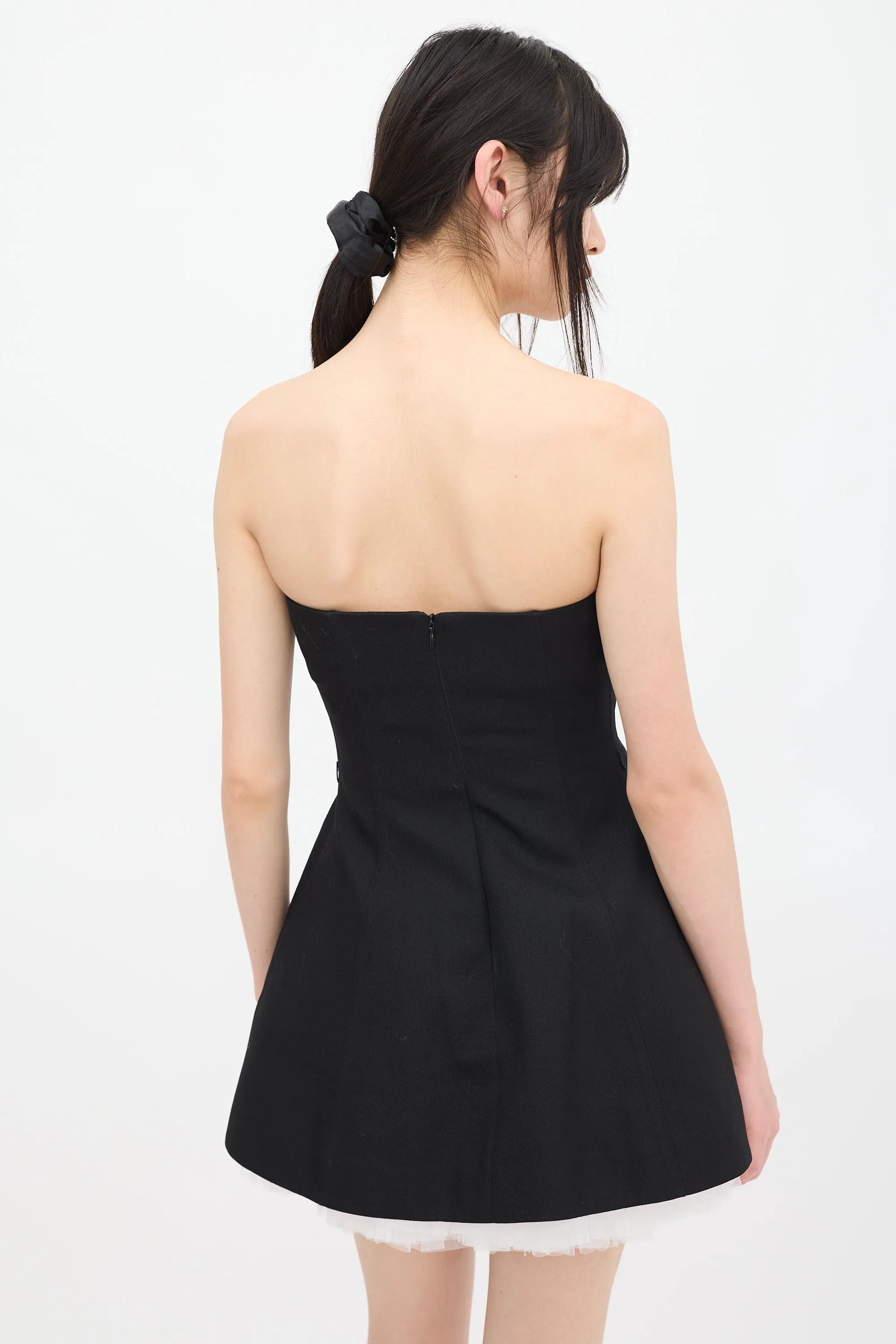 Black & White Wool Lace Bow Dress