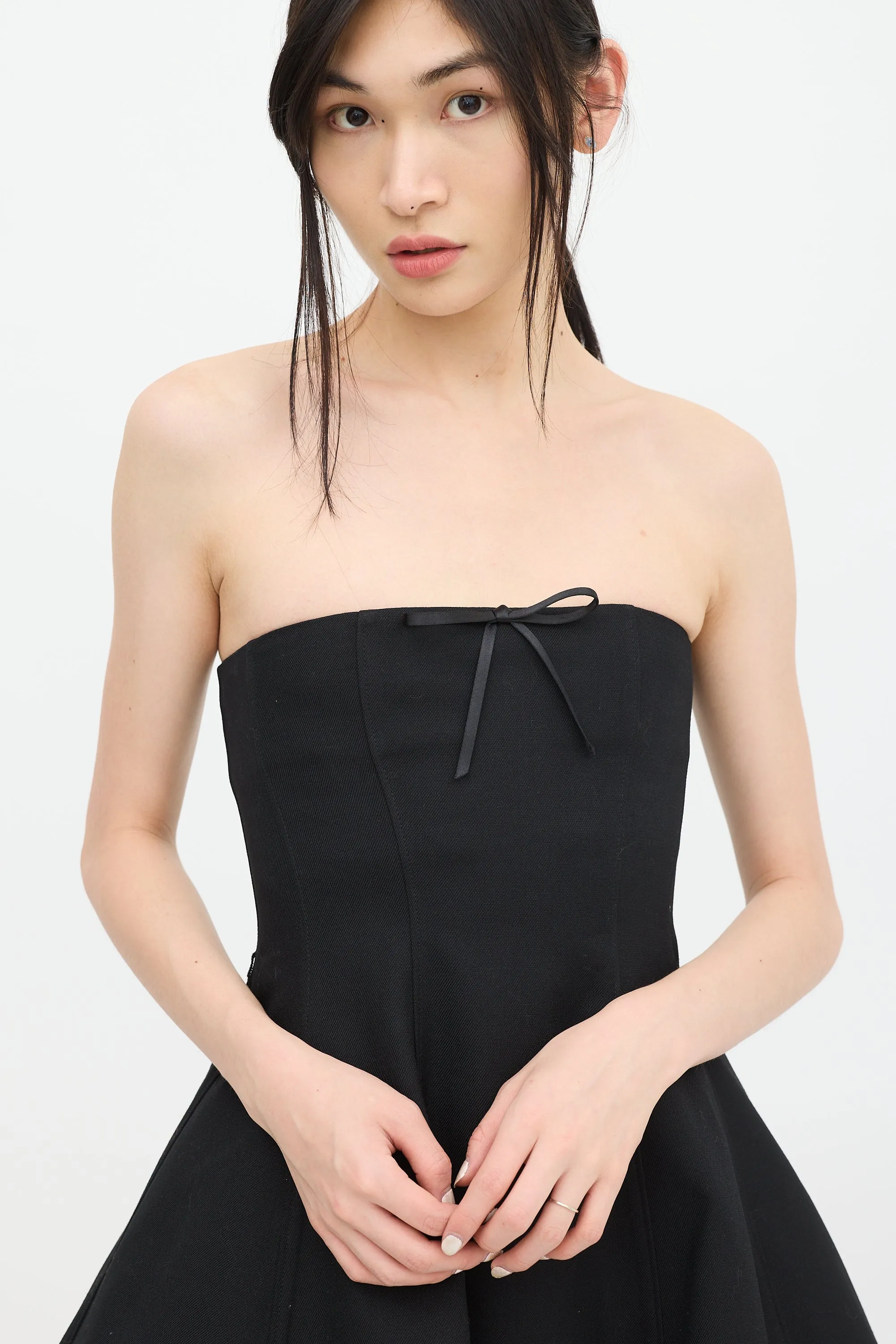 Black & White Wool Lace Bow Dress