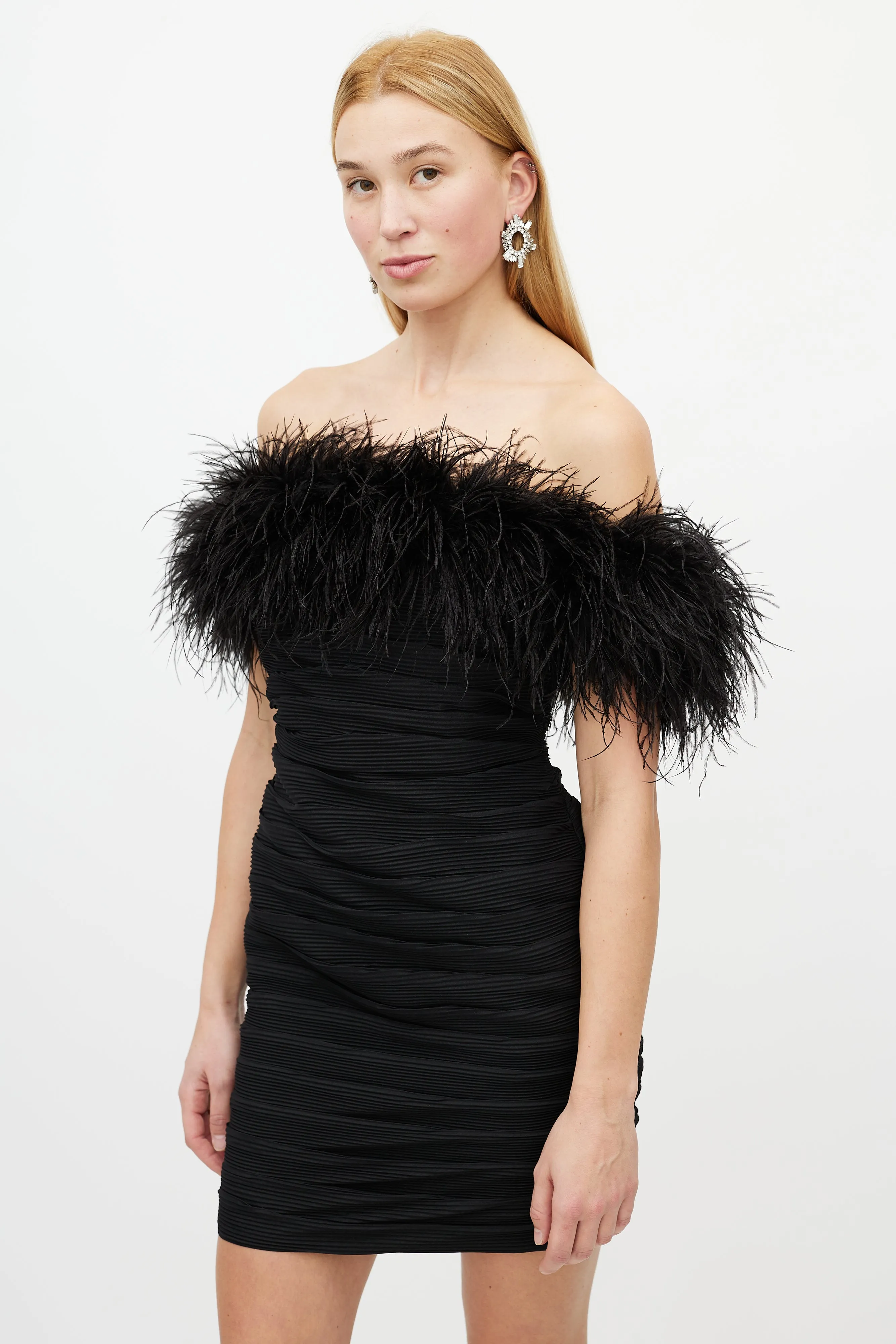 Black Zion Pleated Feather Dress