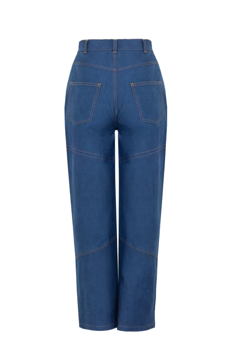 CROPPED JEANS IN DEEP BLUE