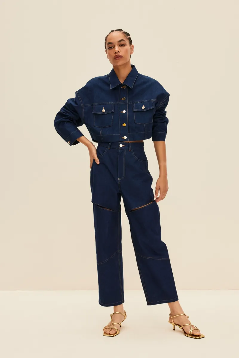 CROPPED JEANS IN DEEP BLUE