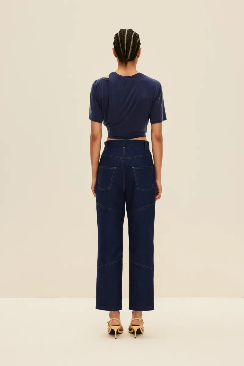 CROPPED JEANS IN DEEP BLUE