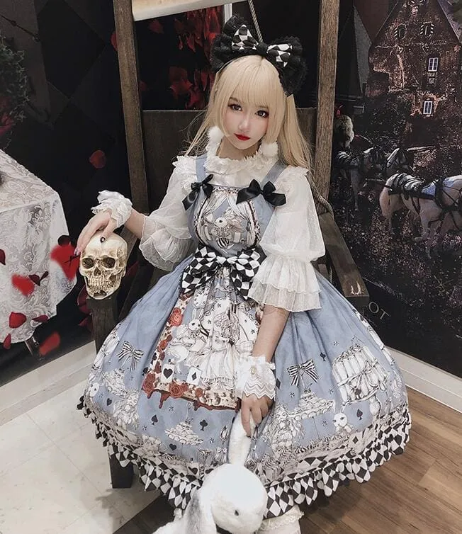 Gothic Alice Printed Lolita Suspender Dress