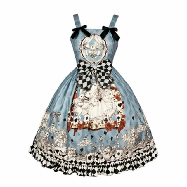 Gothic Alice Printed Lolita Suspender Dress
