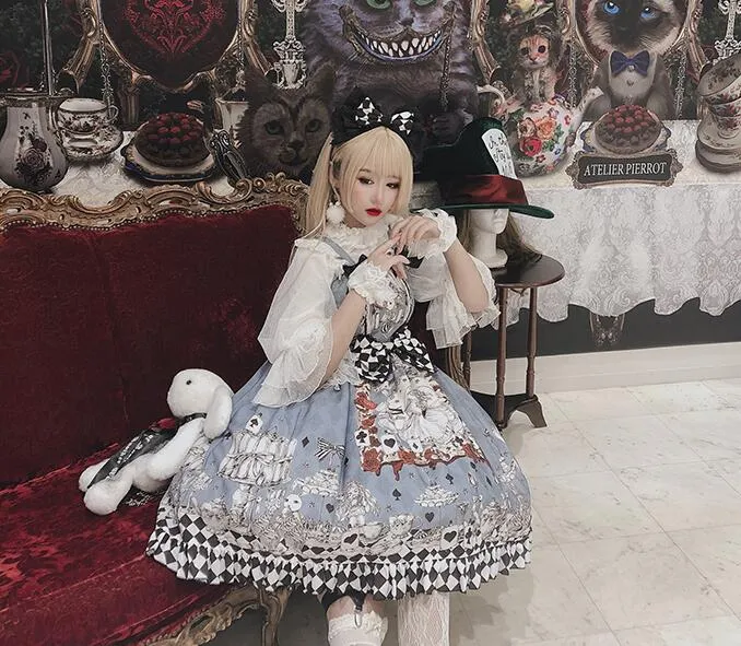 Gothic Alice Printed Lolita Suspender Dress