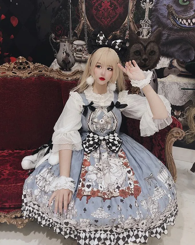 Gothic Alice Printed Lolita Suspender Dress