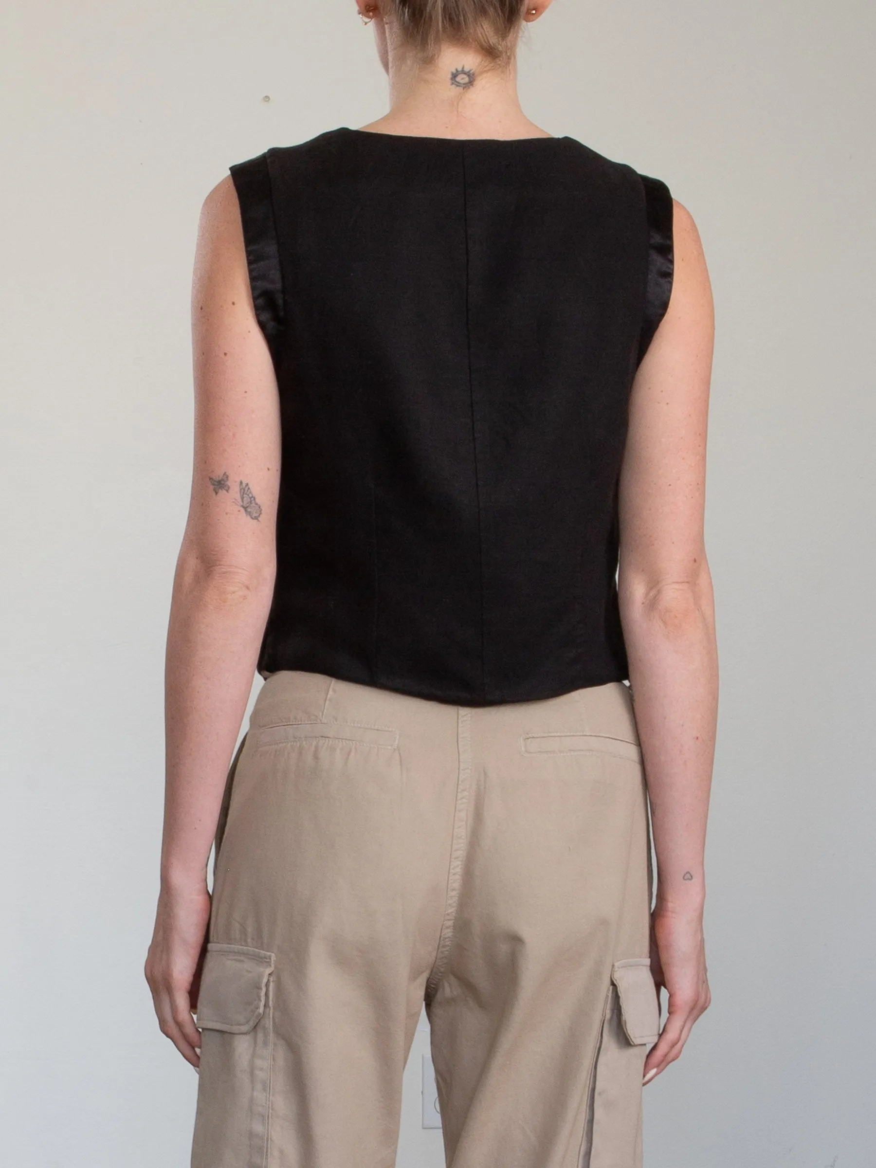 Ivy Vest in Linen - Black