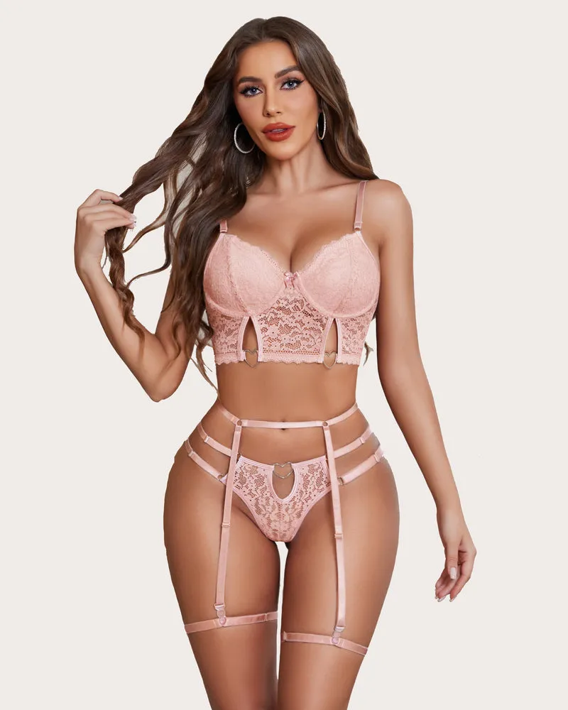 Sensual 4-Piece Push-Up Lingerie Set in Matching Colors