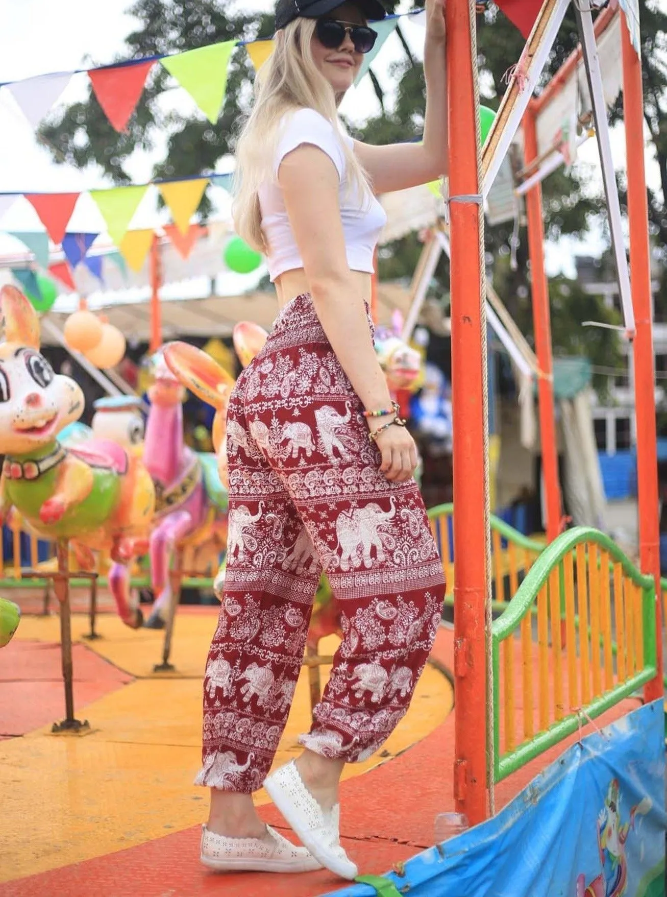 Red Paisley Elephant Pants
