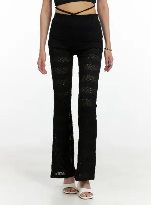 Striped Crochet Bootcut Leggings CL405
