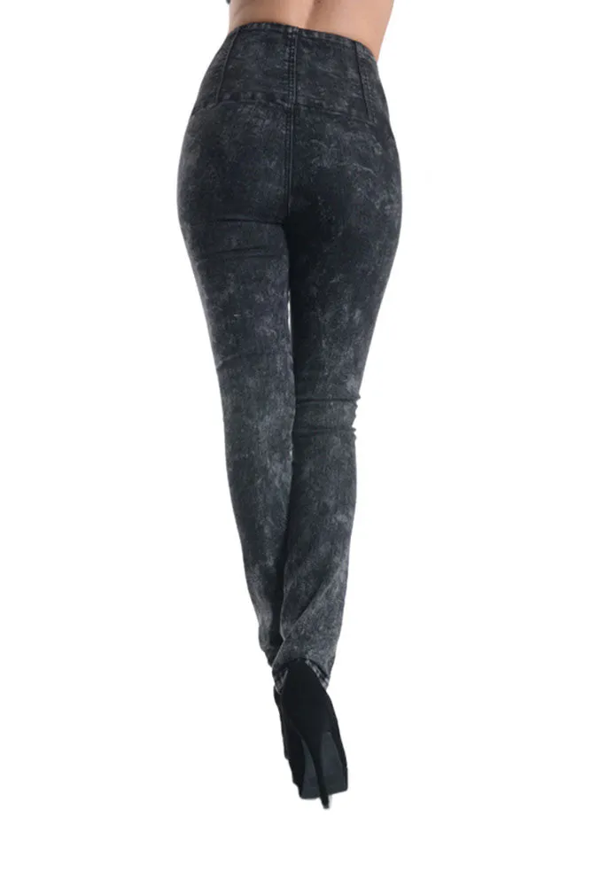 Washed High Waisted Button Up Skinny Jeans