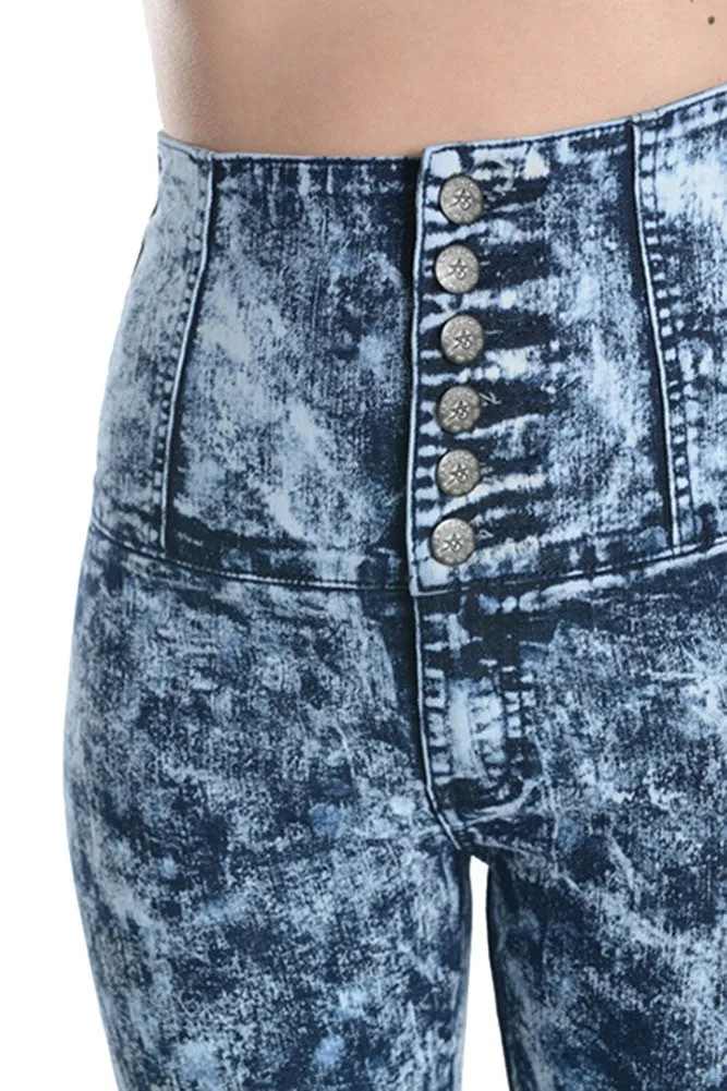 Washed High Waisted Button Up Skinny Jeans