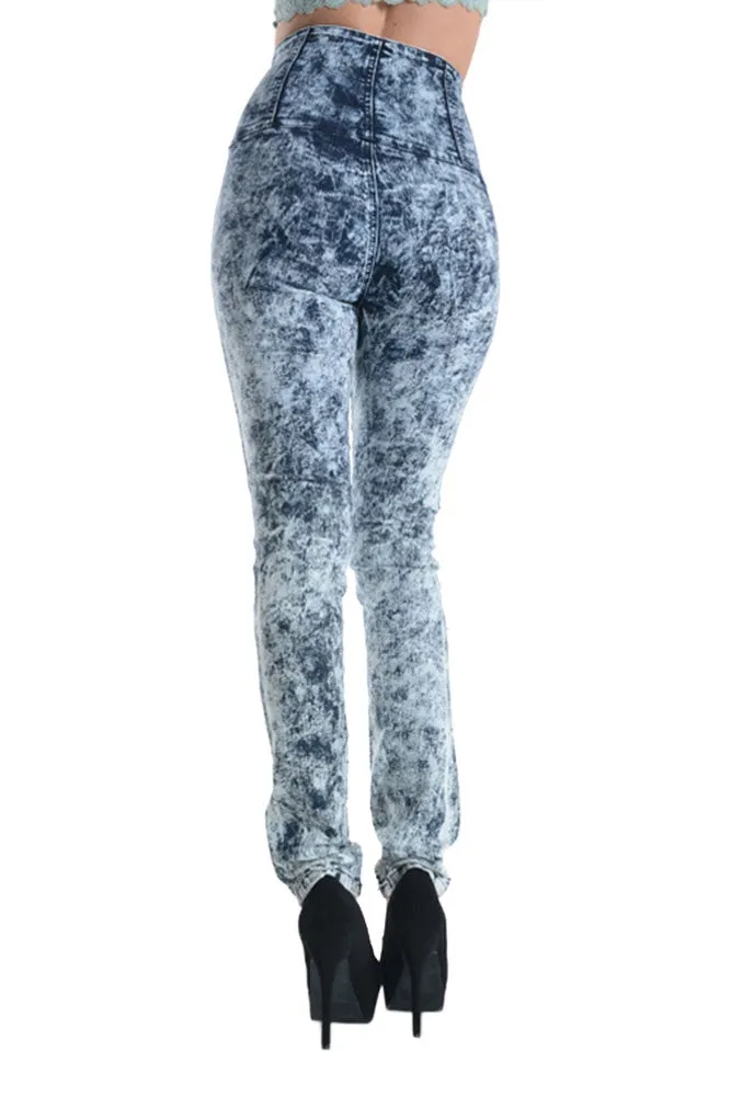 Washed High Waisted Button Up Skinny Jeans