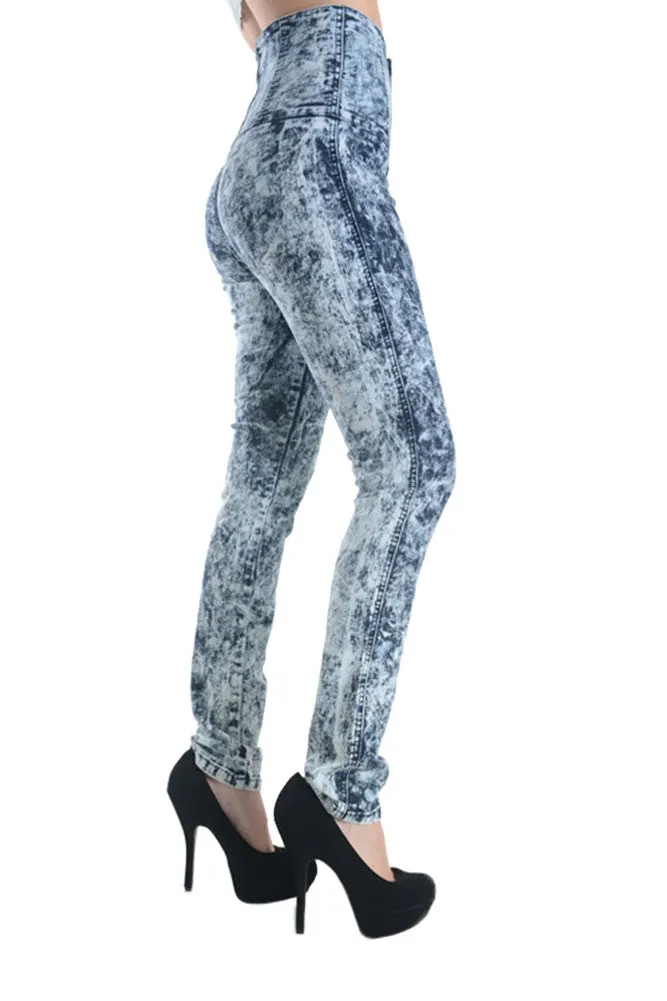 Washed High Waisted Button Up Skinny Jeans