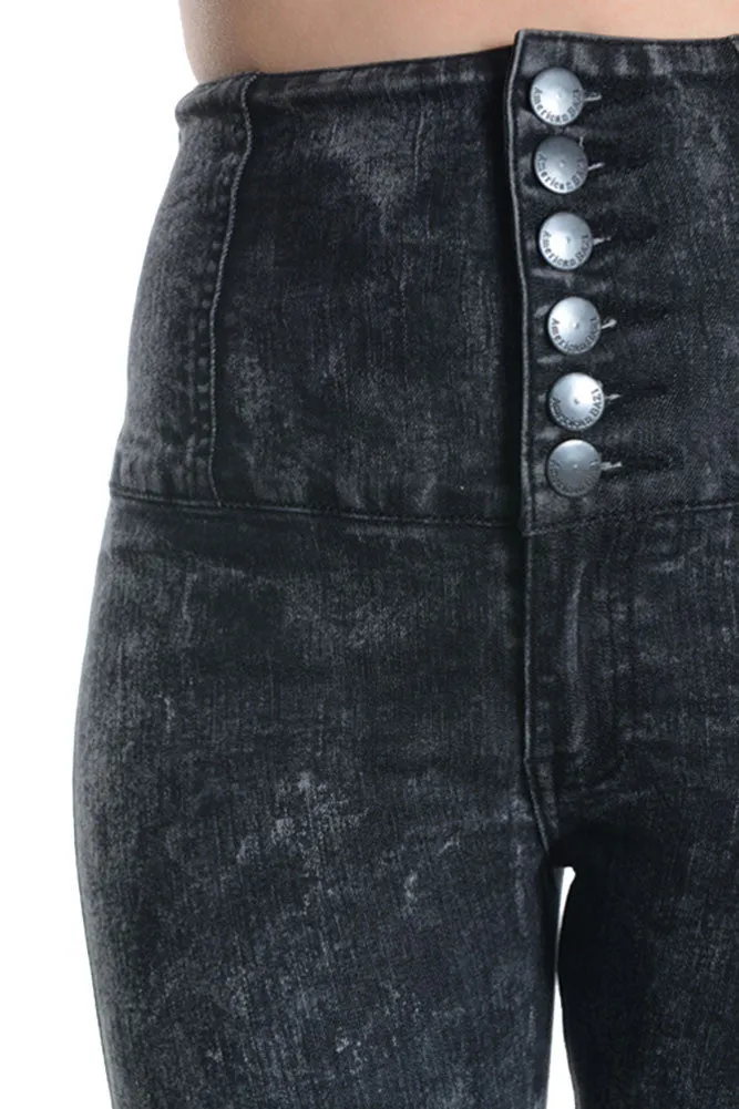 Washed High Waisted Button Up Skinny Jeans