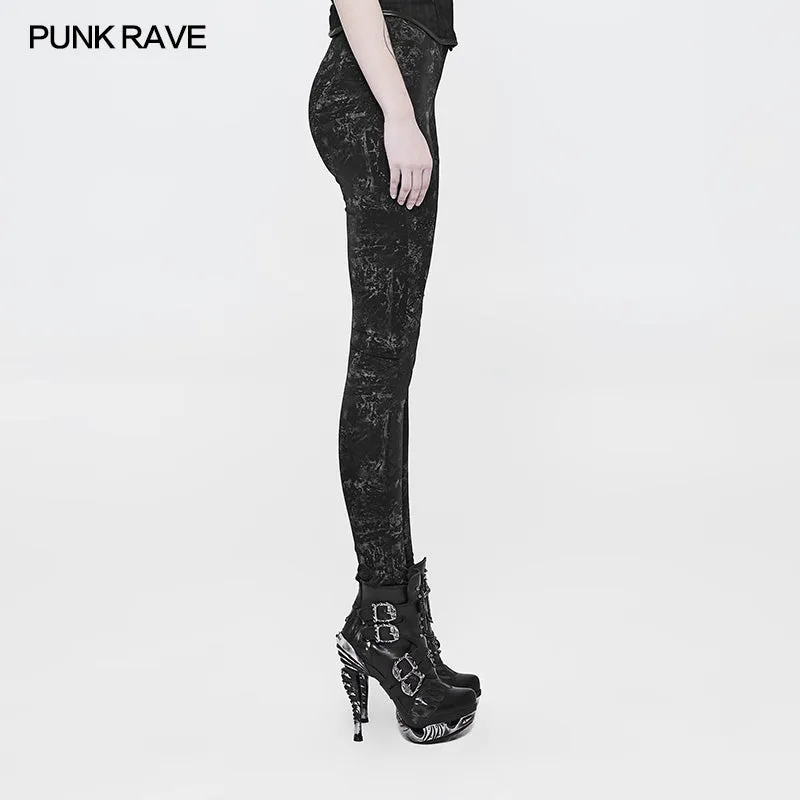 WK-326 Plus Size Punk Pants Elastic Slim Fit Printing Leggings For Women