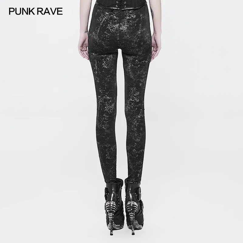 WK-326 Plus Size Punk Pants Elastic Slim Fit Printing Leggings For Women