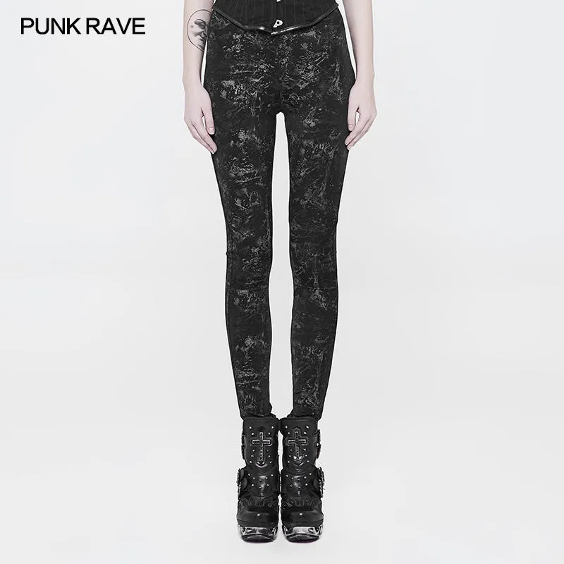 WK-326 Plus Size Punk Pants Elastic Slim Fit Printing Leggings For Women