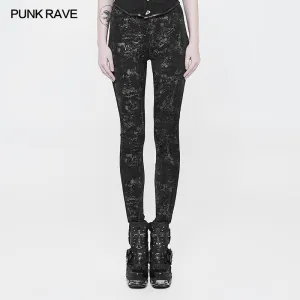 WK-326 Plus Size Punk Pants Elastic Slim Fit Printing Leggings For Women
